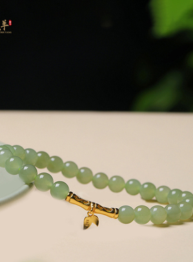 天然和田玉晴水S925银竹节玉手链