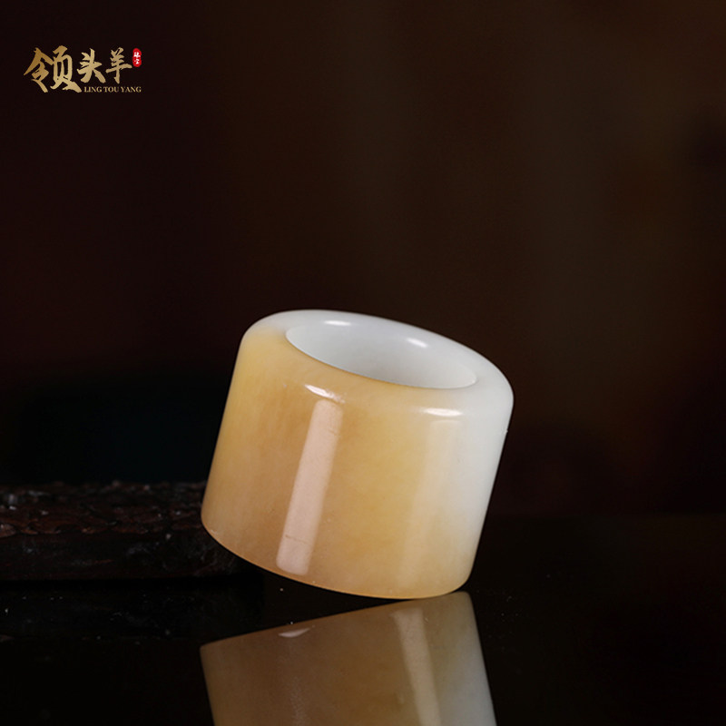 糖玉扳指 新疆和田玉糖白玉扳指男士指环天然老料且末糖玉戒圈男