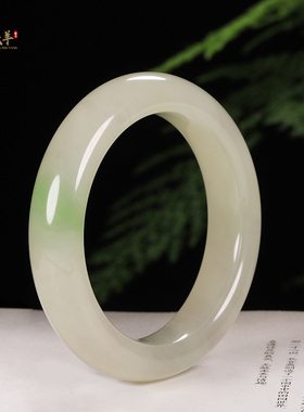 天然玉石和田玉翠青手镯精品玉镯