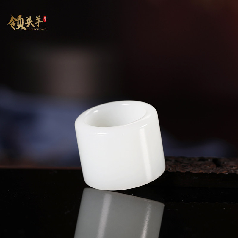 素面扳指 新疆和田玉男士扳指圈口23mm老料羊脂白玉平安无事指环