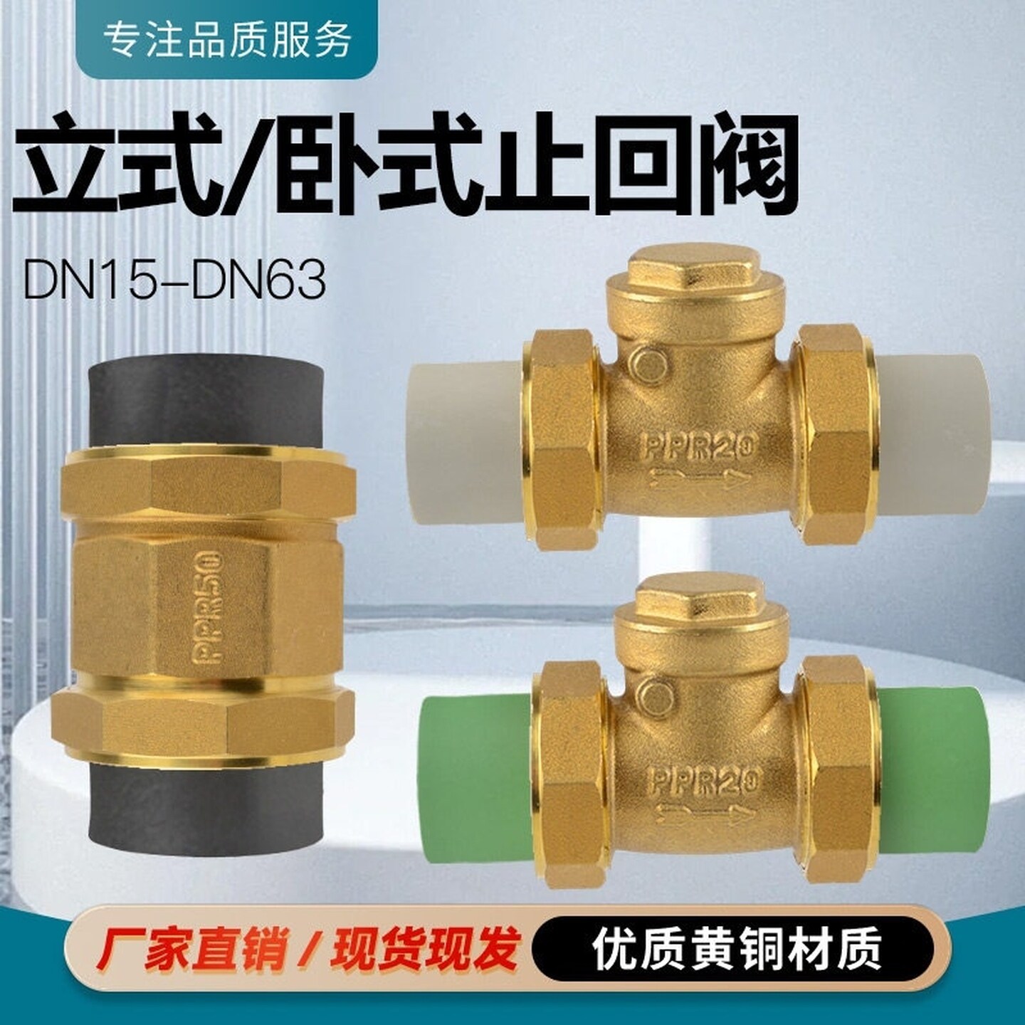 PPR双活接止回阀热熔活接止逆阀25PE32自来水管单向阀卧立式双活