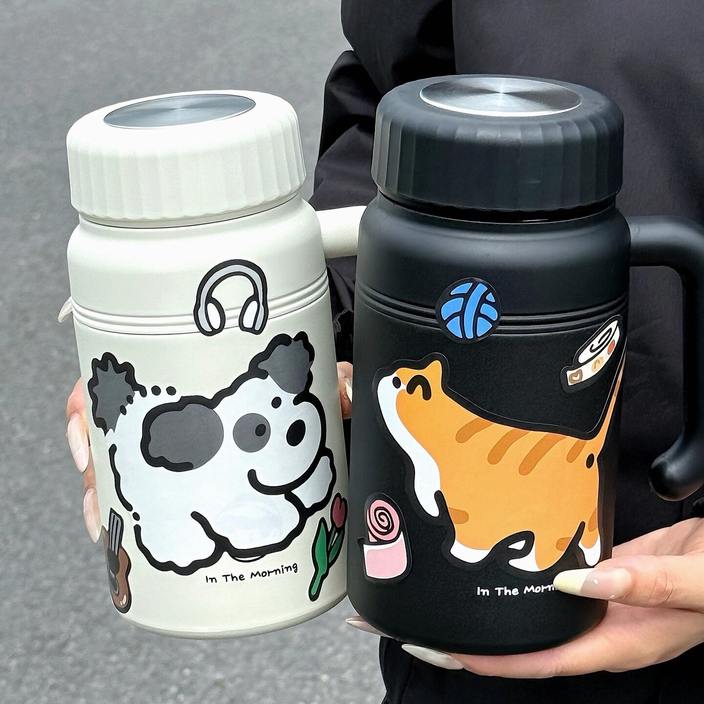 1000ml大容量不锈钢保温杯学生便携泡茶杯子办公室把手水杯咖啡杯