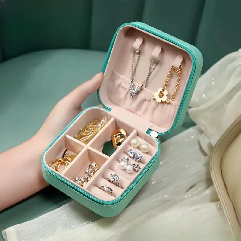 简约珠宝盒PVC饰品盒旅行便携耳钉项链戒指收纳盒子迷你小型手饰