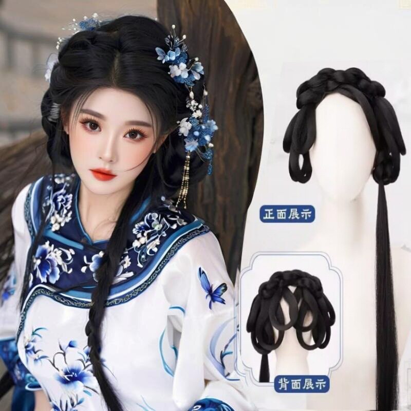 速卖通汉服假发包古风一体式清汉