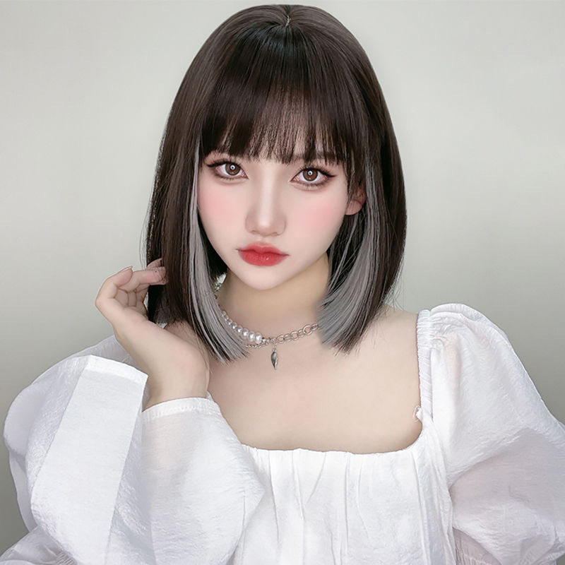 假发女短lisa同款挂耳染锁骨发型