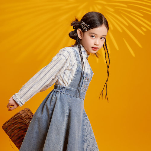 十三余童装女童连衣裙牛仔系列春