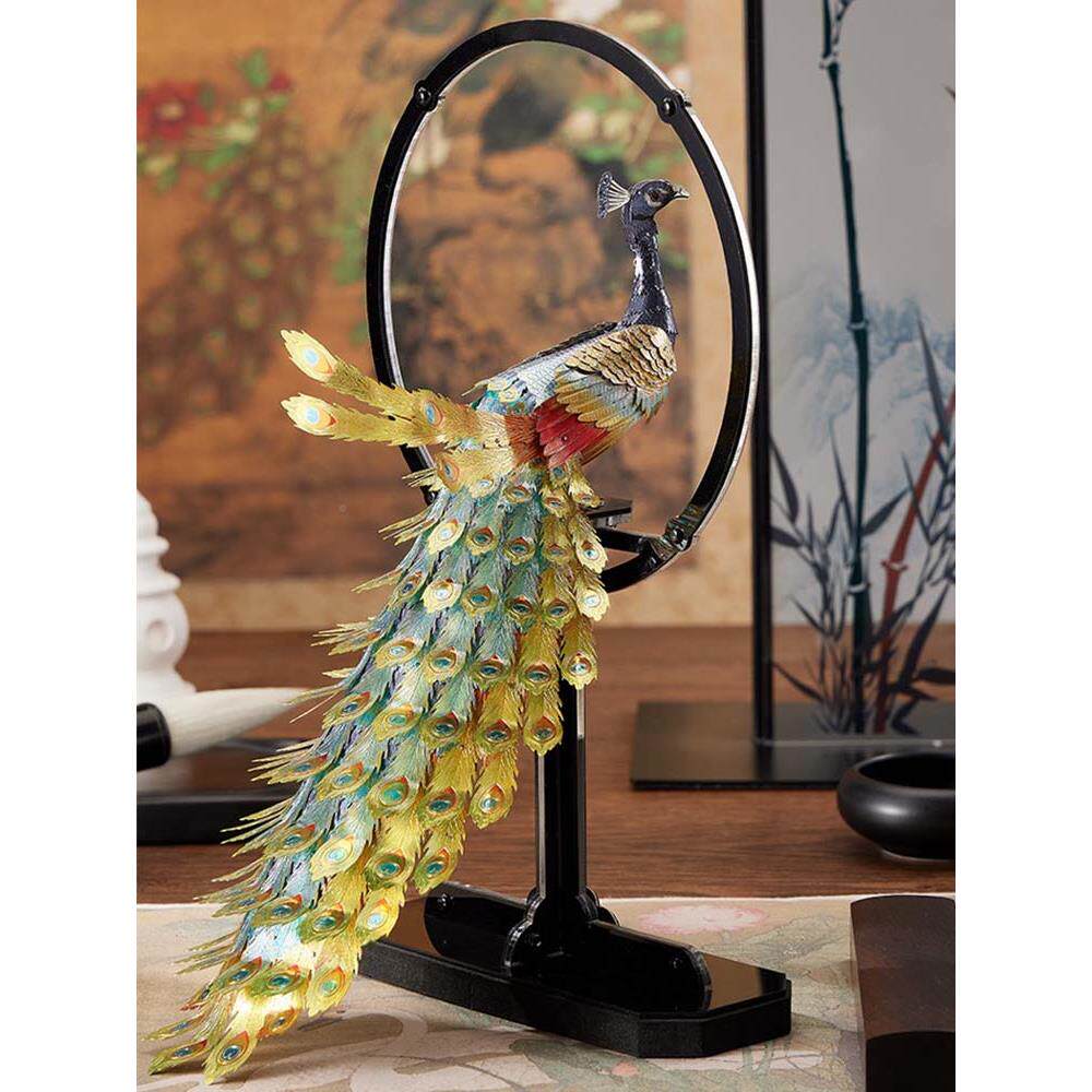 酷潮玩斑斓炫金属雀拼装模型347176d立体拼孔图高难度手工组装玩