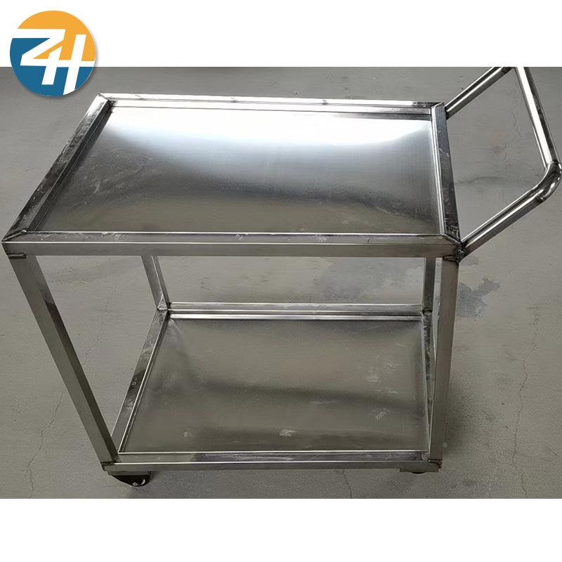 厂输家304不391工锈钢手推车 酒餐饮具运店搬运不锈钢双层推车