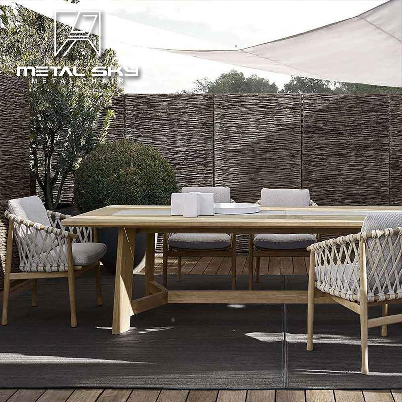 户龙外藤编沙发室外椅T-066桌尼编绳休闲藤沙发组桌合客厅柚木庭