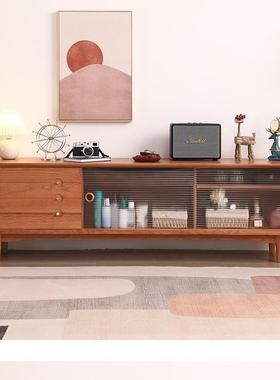 C位简电视柜实移门现代约日式桃木储物柜落地木电视82843柜可拆樱
