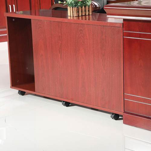 实木贴皮班办公桌MA25-红椅组合油漆木皮老板桌总裁桌主贴管大桌