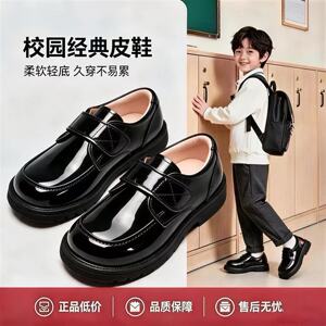 男童皮鞋黑色英伦花童西装演出鞋