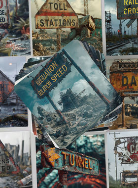 100张Apocalyptic Signs贴纸末世禁区荒废废墟手账手机壳防水贴画