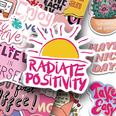 100张pink inspirational phrases贴纸粉色简约手账防水装饰贴画