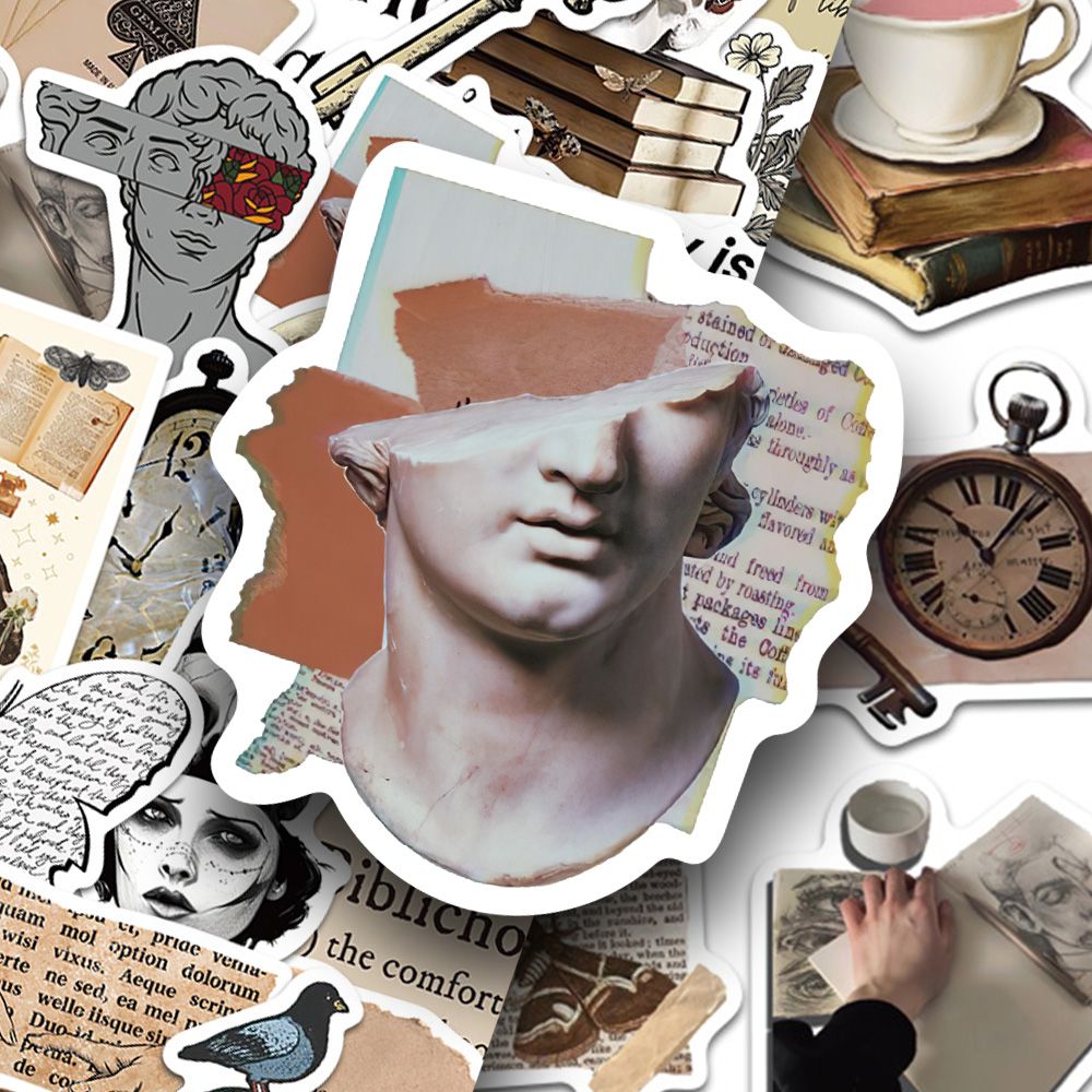 100张Dark Academia贴纸复古风简约手账手机壳笔记本装饰防水贴画