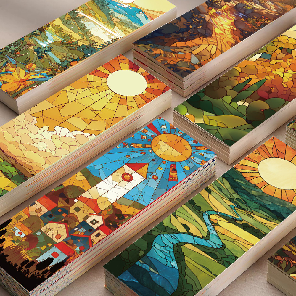 30张彩色玻璃书签纸质卡通可爱卡片书页标记阅读精致装饰书签