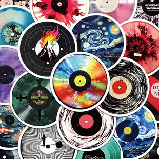 50张黑胶 cd涂鸦唱片贴纸潮流个性创意手机壳笔记本装饰防水贴纸