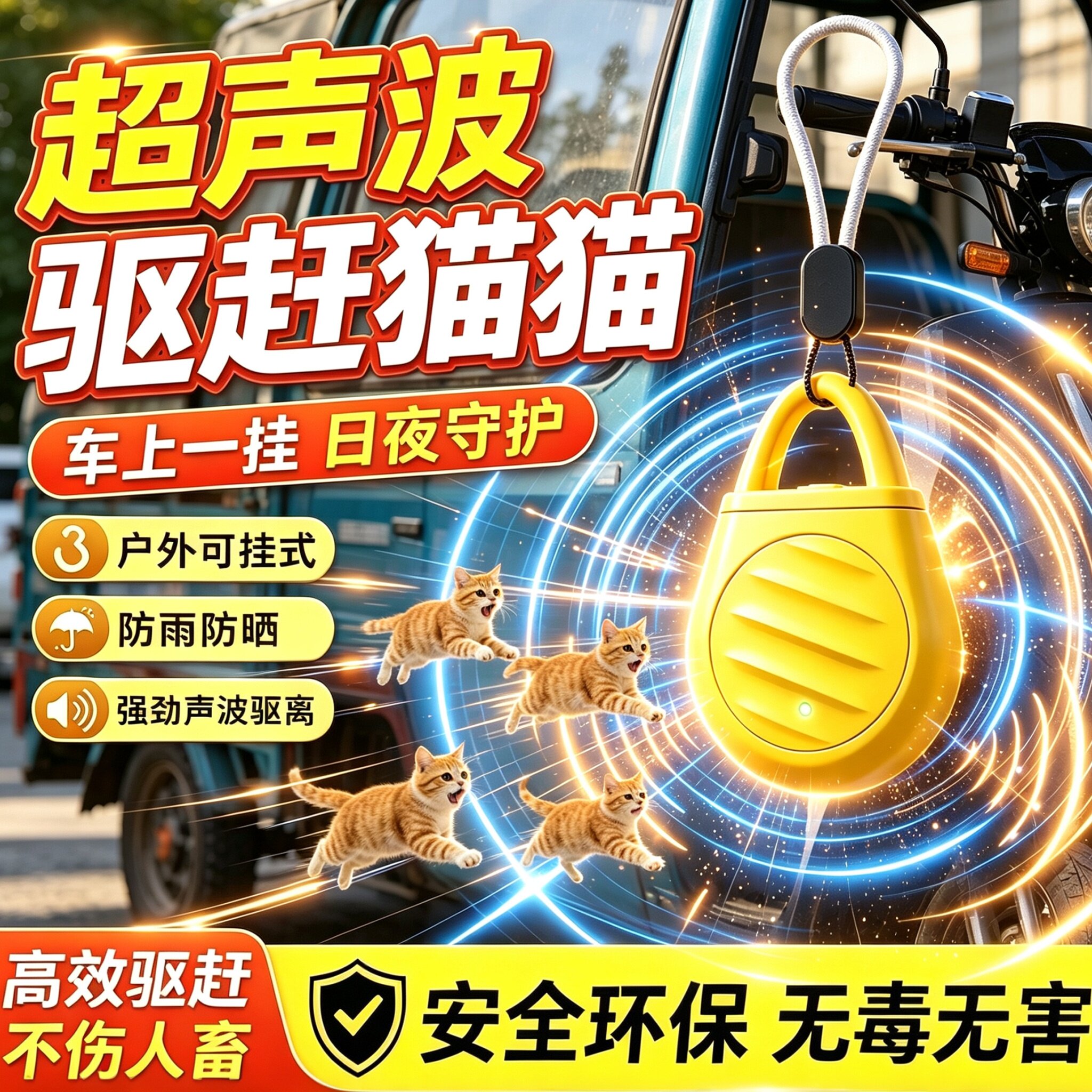2026新款驱猫神器室外长效强力除赶超声波户外防野猫爬车乱拉屎尿图片