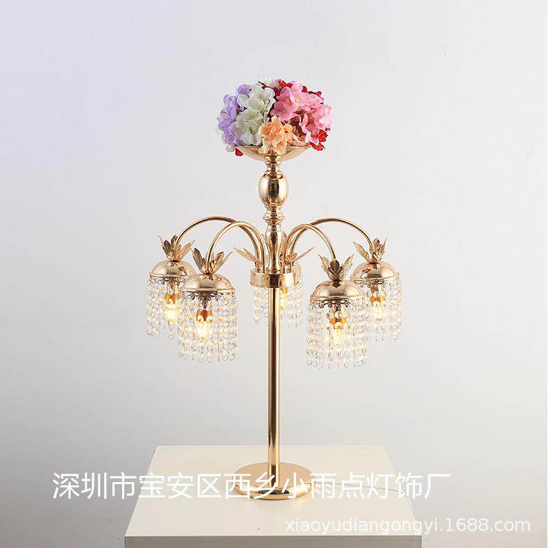 2018新款5头铁艺电镀水晶灯路引婚庆道具T台留影区签到台装饰烛台