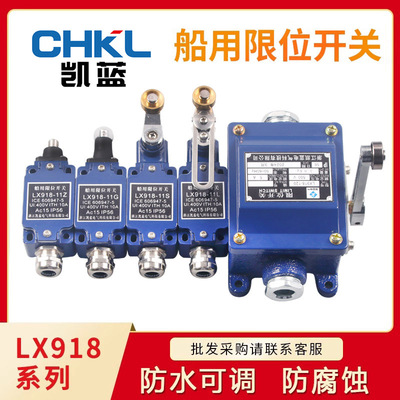 厂家供应防水限位开关船用LX918-11L/S/120行程开关带滚轮摇臂