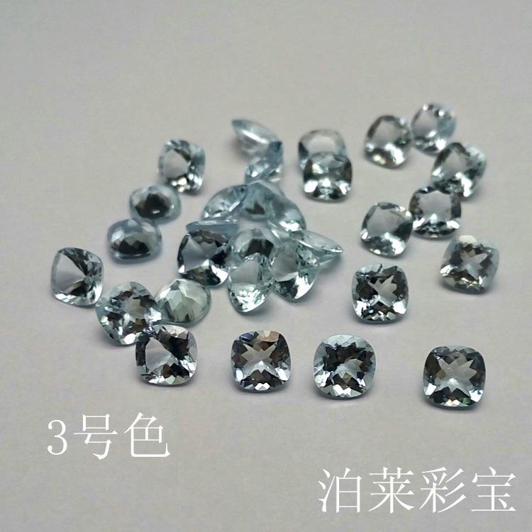 天然巴西海蓝宝裸石戒面枕形7mm4色可选镶嵌配石彩色宝石