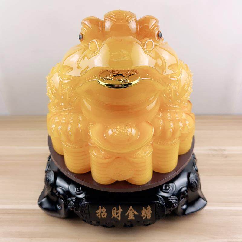 义乌树脂仿蜜蜡招财金蟾三足蟾蜍摆件创意招财办公桌摆件
