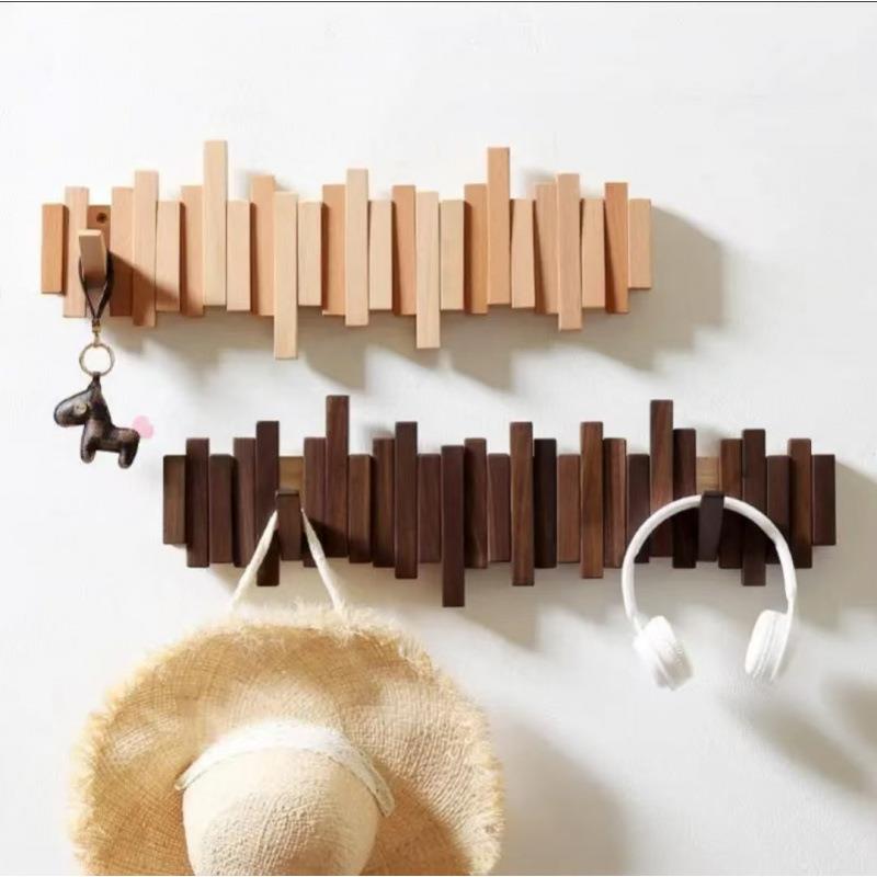 钢琴键挂衣架墙上壁挂进门玄关挂钩入户门衣服木质创意门后衣帽架