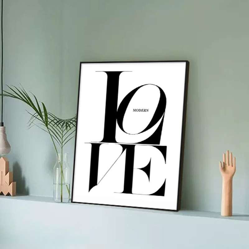 创意love黑白英文字母装饰画北欧客厅现代简约卧室客厅挂画桌摆画