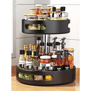 德国厨房旋转度调料置物架调味品家用油盐圆形收纳盒架免安装