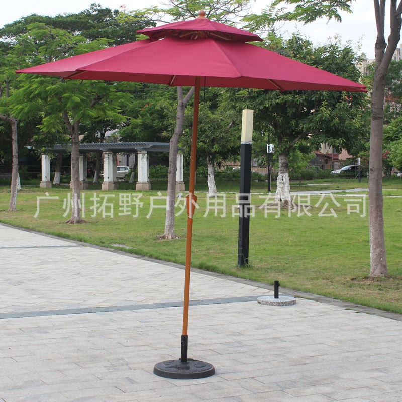 2.7米仿木双顶中柱户外遮阳伞