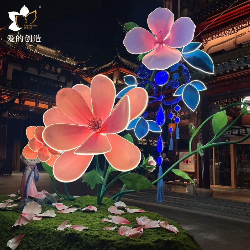 高档仿真发光马兰花灯条装饰婚庆彩灯装饰花网红款手工泡沫纸防水