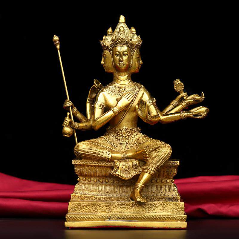 高档纯铜泰国四面佛摆件大梵天王佛像有求必应佛印度神像泰式装饰