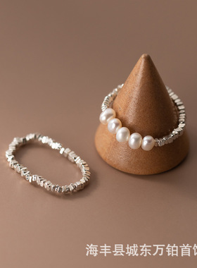 纯银天然淡水珍珠简约时尚戒指