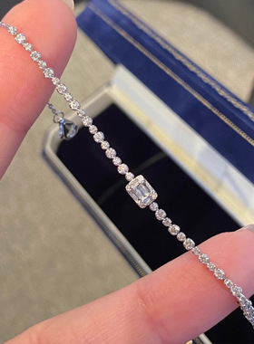 s925纯银轻奢方糖项链方形手链女高级经典简约百搭手