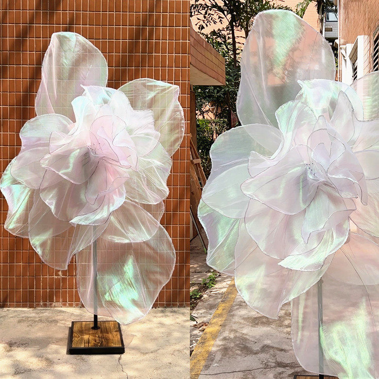 人鱼婚礼布置装饰花艺欧根纱花朵花瓣橱窗仿真花婚庆舞台布艺造型