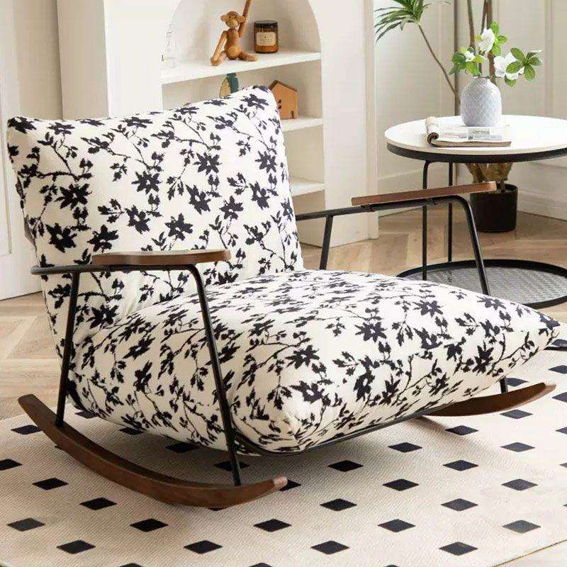 单人水墨躺椅客厅摇椅阳台休闲轻奢懒人沙发家用可拆洗复古摇摇椅
