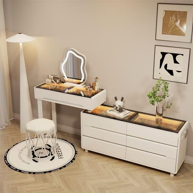 意式极简卧室床尾多功能可伸缩梳妆台斗柜一体现代简约储物化妆桌