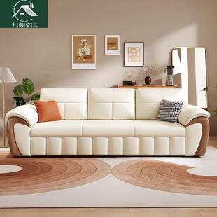 实木沙发床客厅坐卧伸缩式两用多功能可折叠储物直排猫抓皮沙发