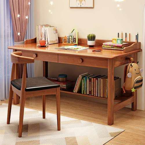 实木书桌简约现代书房电脑办公桌家用学生写字台卧室儿童学习桌椅