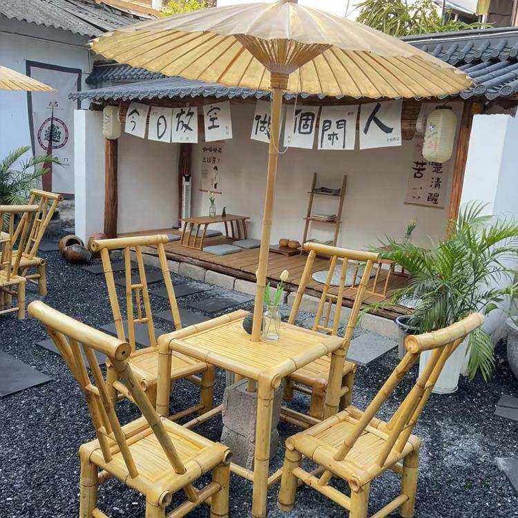 竹椅子靠背椅家用竹凳围炉煮茶民宿罐罐茶老式竹餐椅儿童拍摄道具