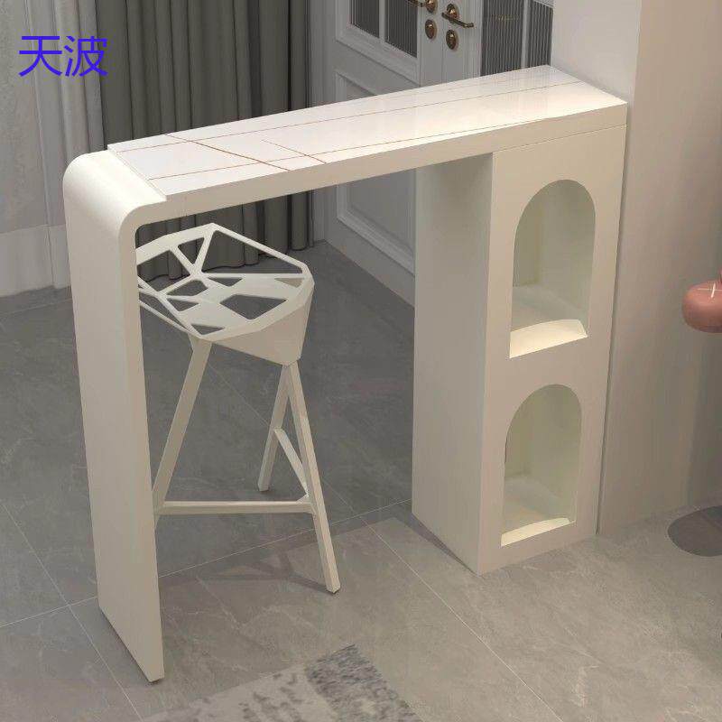 bts吧台桌家用奶油风岩板长条桌客厅沙发隔断吧台一体阳台休闲高