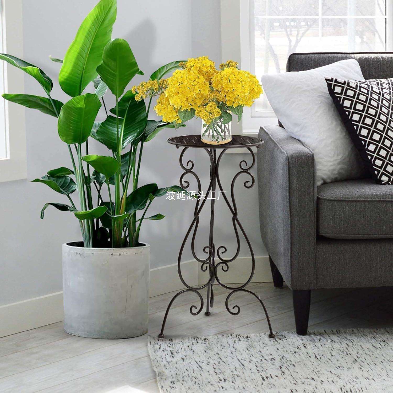 欧式铁艺2件装室内户外植物支架,金属花盆架子室内外客厅阳台