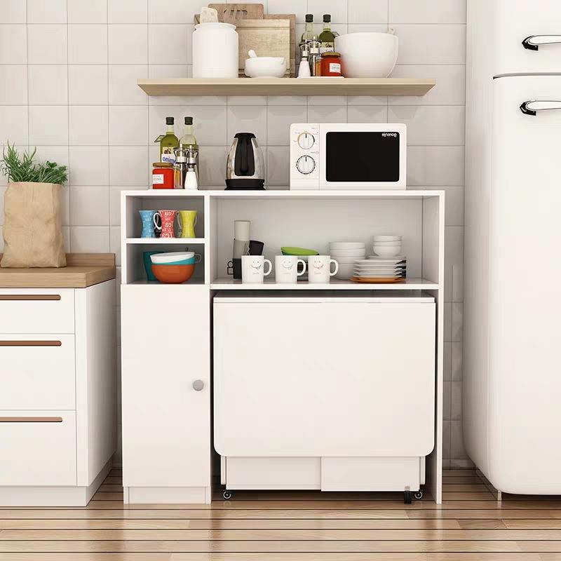 餐桌简约现代小户型折叠餐桌家用多功能北欧边柜组合长方形吃饭桌