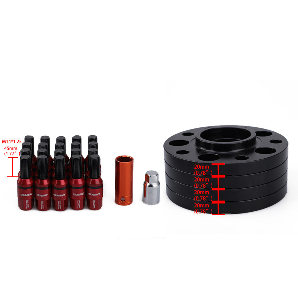 汽车改装轮毂法兰盘 车轮加高加宽4*20mm厚度垫片/M14*1.25螺栓