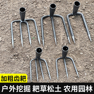 钉耙农具铁耙子松土神器二三齿耙刨红薯锄头家用种菜翻地农用工具