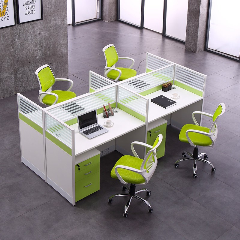 简约现代职员屏风办公桌 隔断卡座4人工位 办公家具组合电脑桌