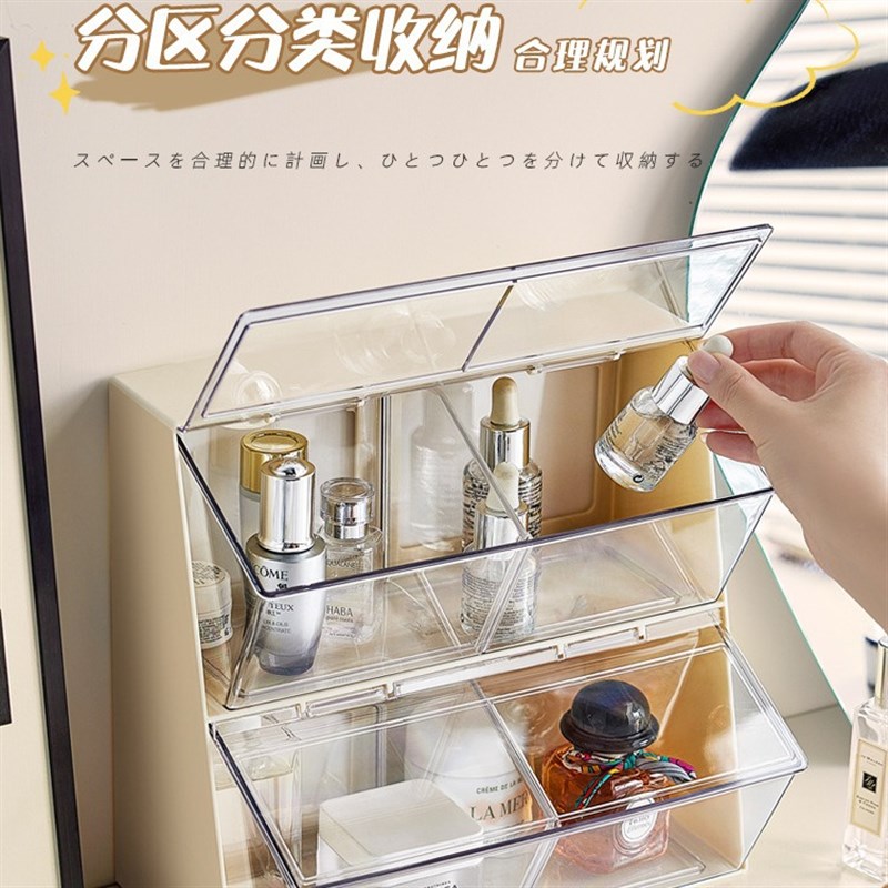 桌面收纳盒茶包咖啡办公亚克力透明分区化妆品美妆置物架杂物收纳