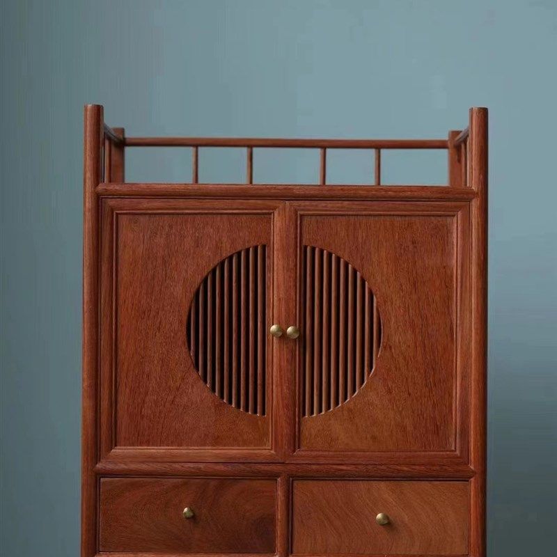 红木茶水柜缅甸花梨茶水台木质独板茶几新中式茶桌边柜原木餐边柜