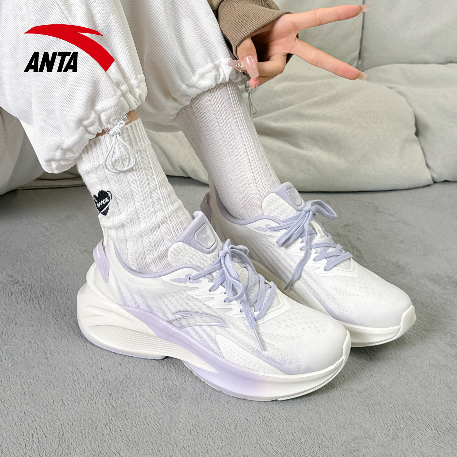 安踏运动鞋女初中生毒刺5跑步鞋