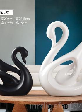 新款北欧摆件陶瓷工艺品装饰品酒柜创居意现家代客厅情侣天饰鹅品